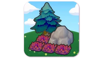 Pointy tree-shaded rocky tall grass